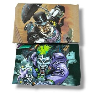 RARE Vintage 1999 Six Flags DC Comics Batman Villains The Joker & Penguin Size L